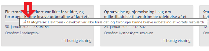 visning af overskrift på afgørelser